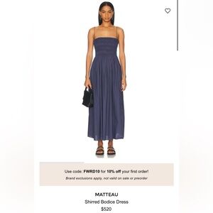 Matteau Shirred Bodice Maxi Dress in Deep Blue